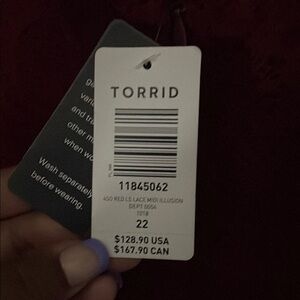 Torrid Deep Red Lace Dress